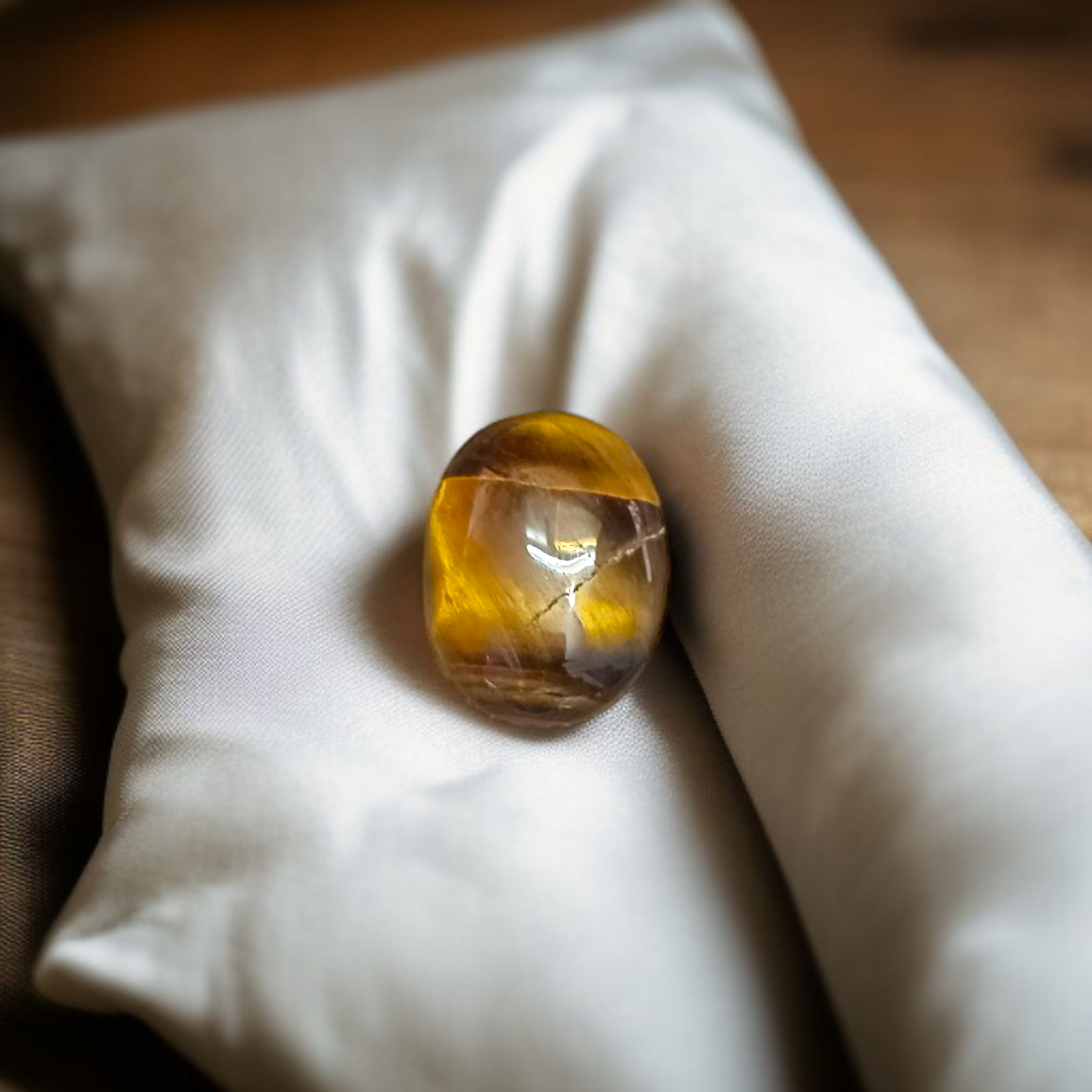 Polished Original Tiger Eye Stone&nbsp; with natural brown and golden bands, used for confidence, willpower, and meditation
