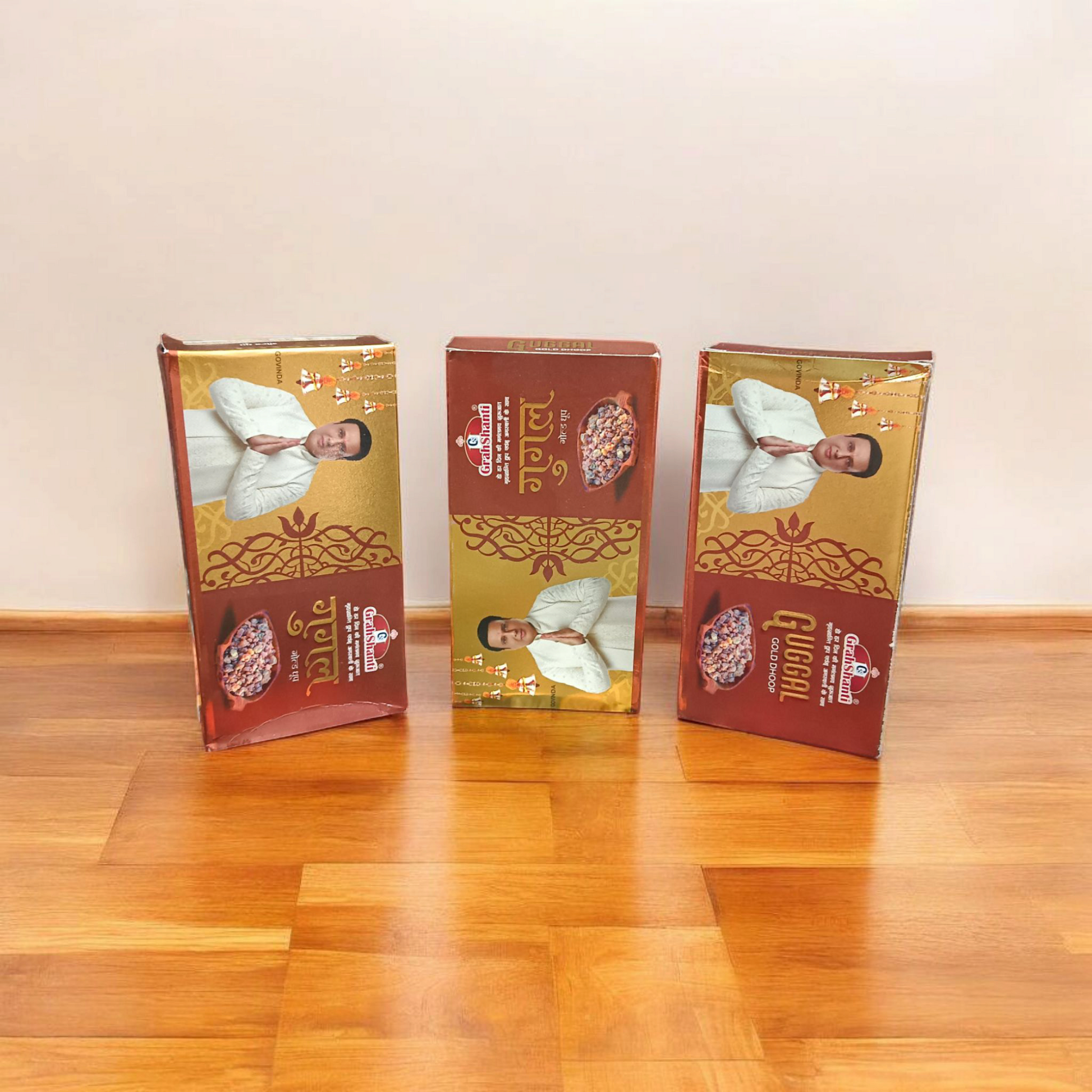 Premium Guggal Gold Dhoop pack for Grahshanti, with a soothing and long-lasting fragrance, ideal for pooja, Hawan, and spiritual rituals