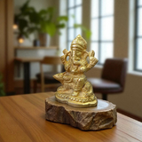 Pure Brass Ganesh Ji Idol with Traditional Design for Home, Office, or Temple Use