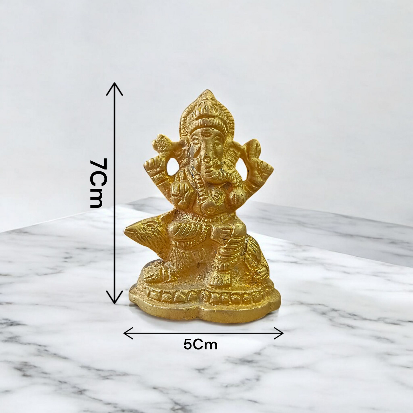 Pure Brass Ganesh Ji Idol with Traditional Design for Home, Office, or Temple Use 