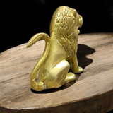 Pure Brass Lion Idol designed for table and temple decor, symbolizing strength, courage, and protection."