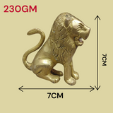 Pure Brass Lion Idol designed for table and temple decor, symbolizing strength, courage, and protection."