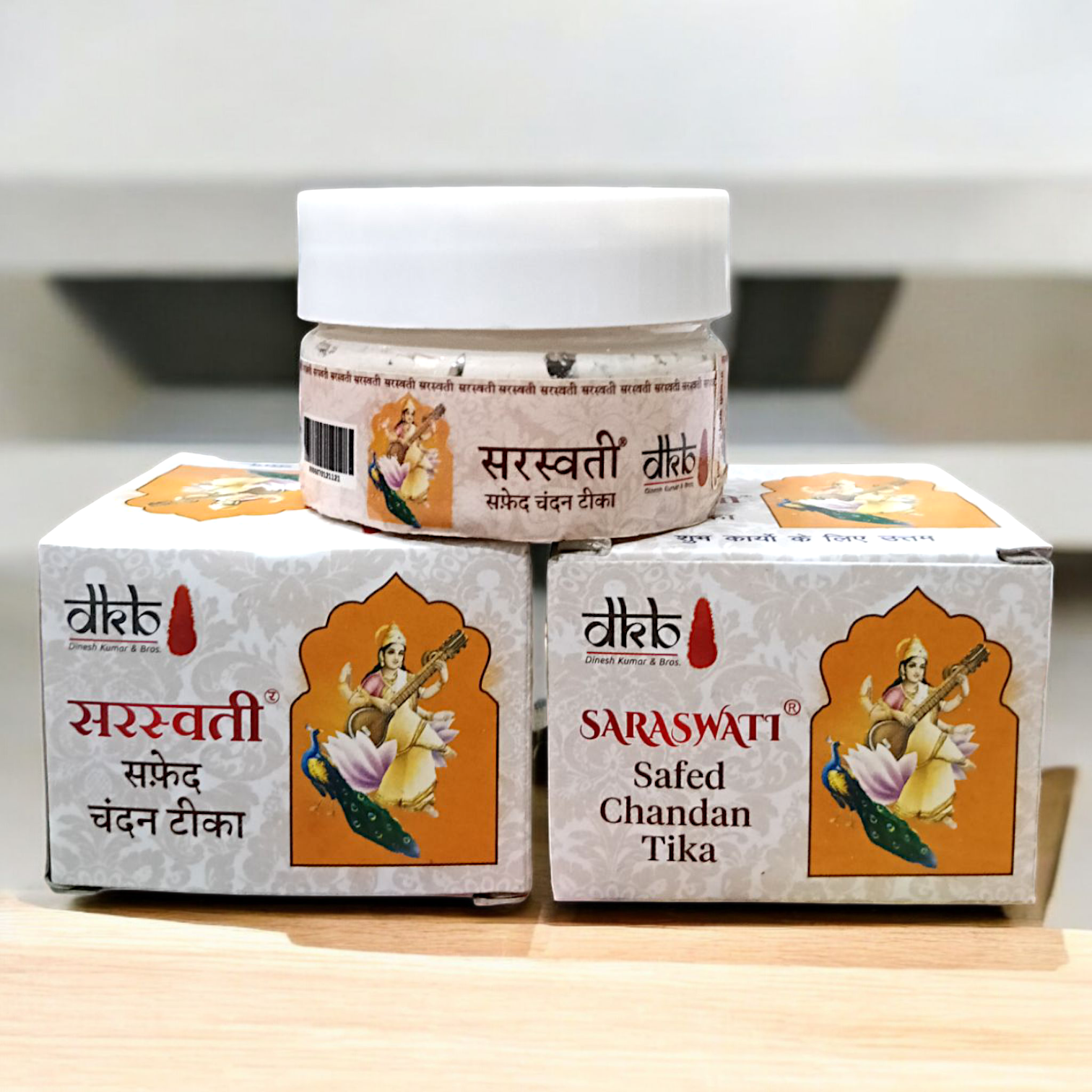 Pure sandalwood paste (Safed Chandan Tilak) for applying a sacred tilak during religious rituals, offering a long-lasting fragrance and cooling effect.