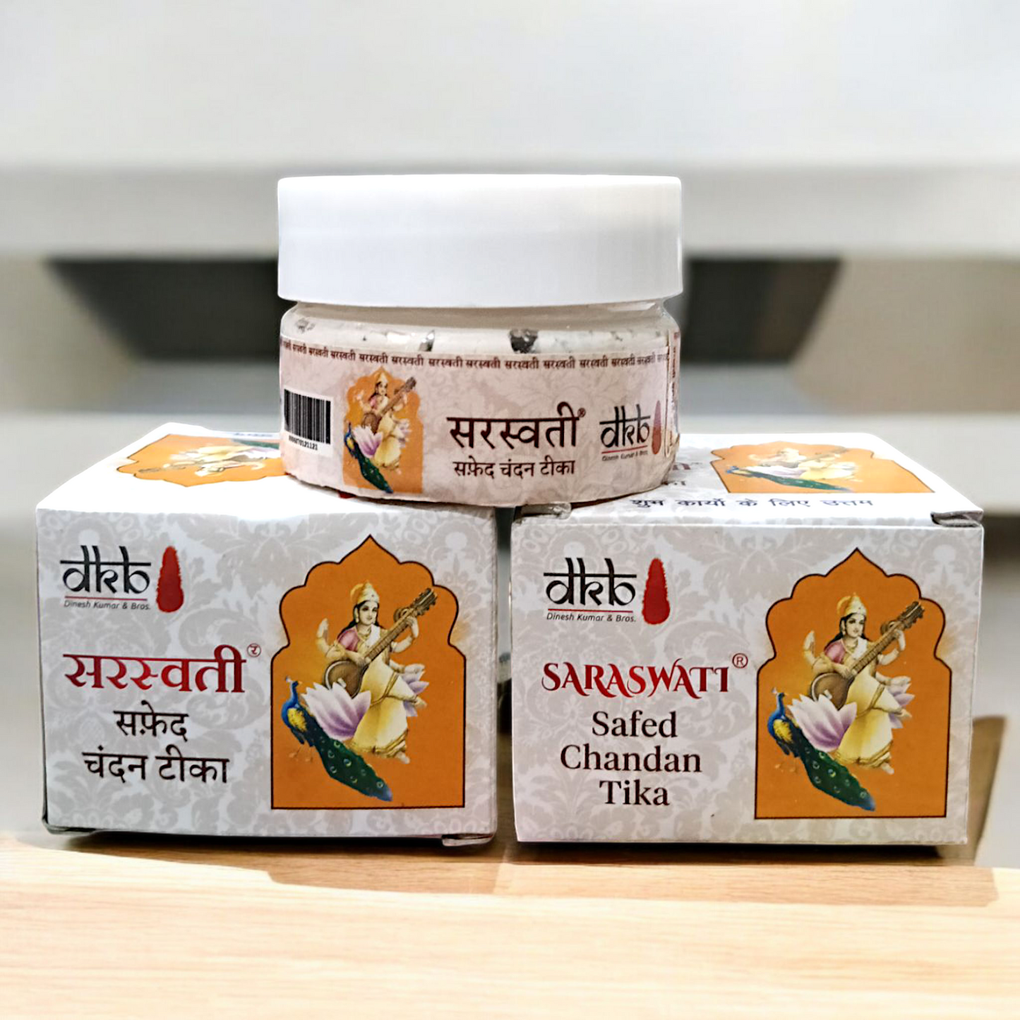 Pure sandalwood paste (Safed Chandan Tilak) for applying a sacred tilak during religious rituals, offering a long-lasting fragrance and cooling effect.