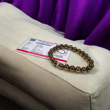 Pyrite Bracelet crafted with natural golden Pyrite beads, 8MM in size, stretchable design, certified for authenticity and confidence enhancement.