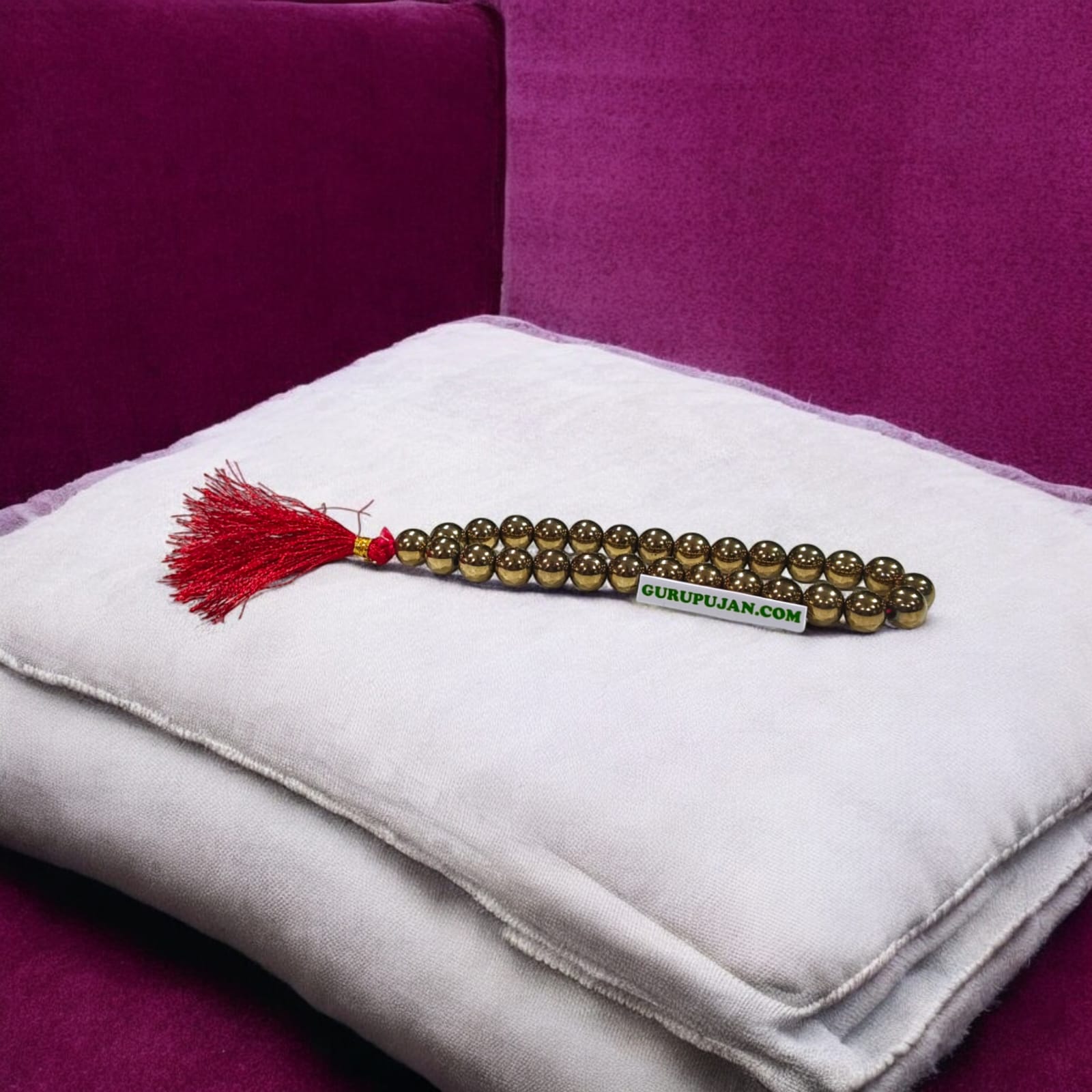 Pyrite Mala 27+1 beads made from natural Pyrite stones, designed to build confidence and strengthen willpower.