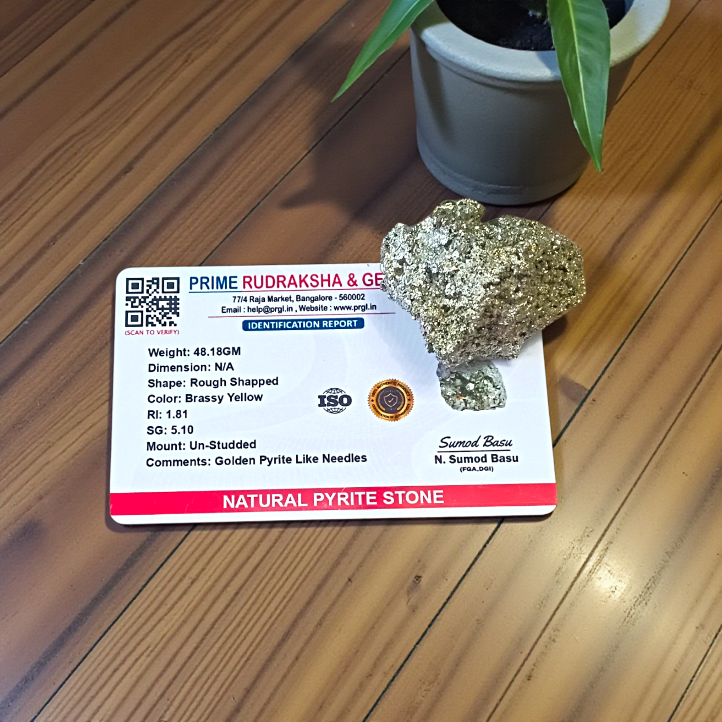 Raw Natural Pyrite Stone Certified Crystal Cluster for Wealth, Protection, and Healing
