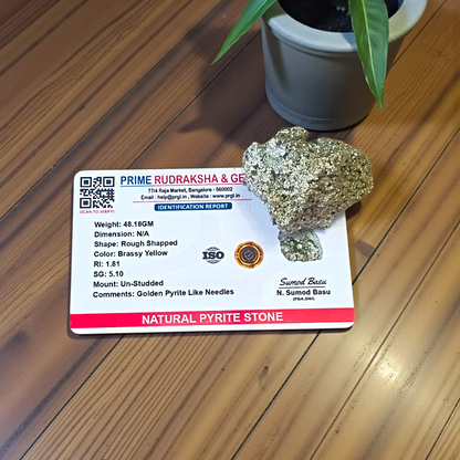 Raw Natural Pyrite Stone Certified Crystal Cluster for Wealth, Protection, and Healing