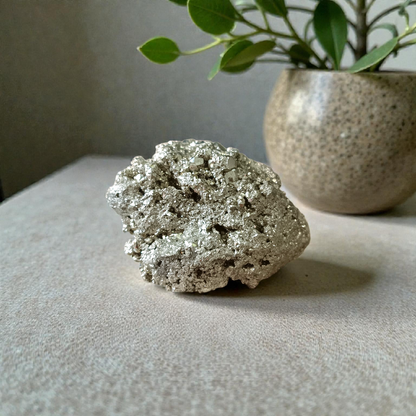 Raw Natural Pyrite Stone Certified Crystal Cluster for Wealth, Protection, and Healing