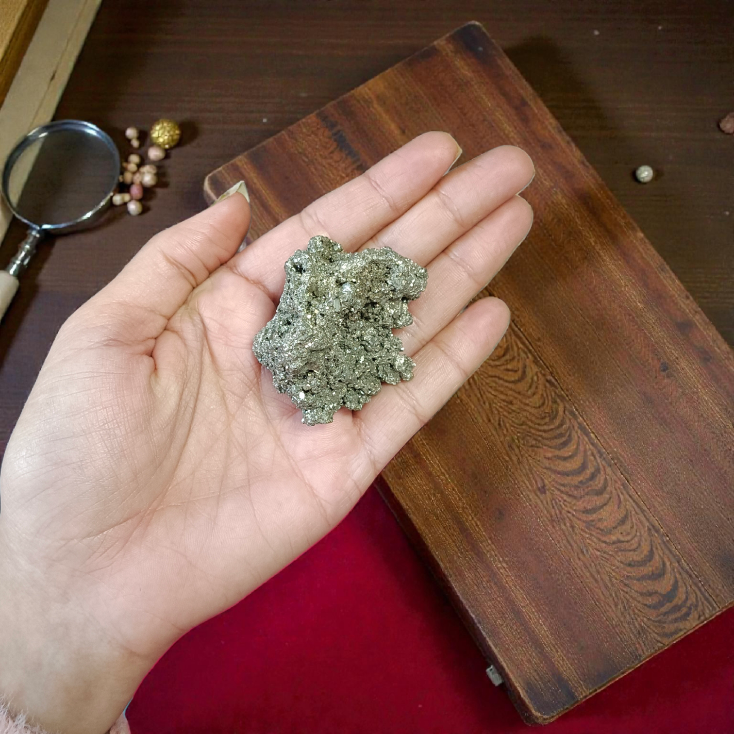 Raw Natural Pyrite Stone Certified Crystal Cluster for Wealth, Protection, and Healing
