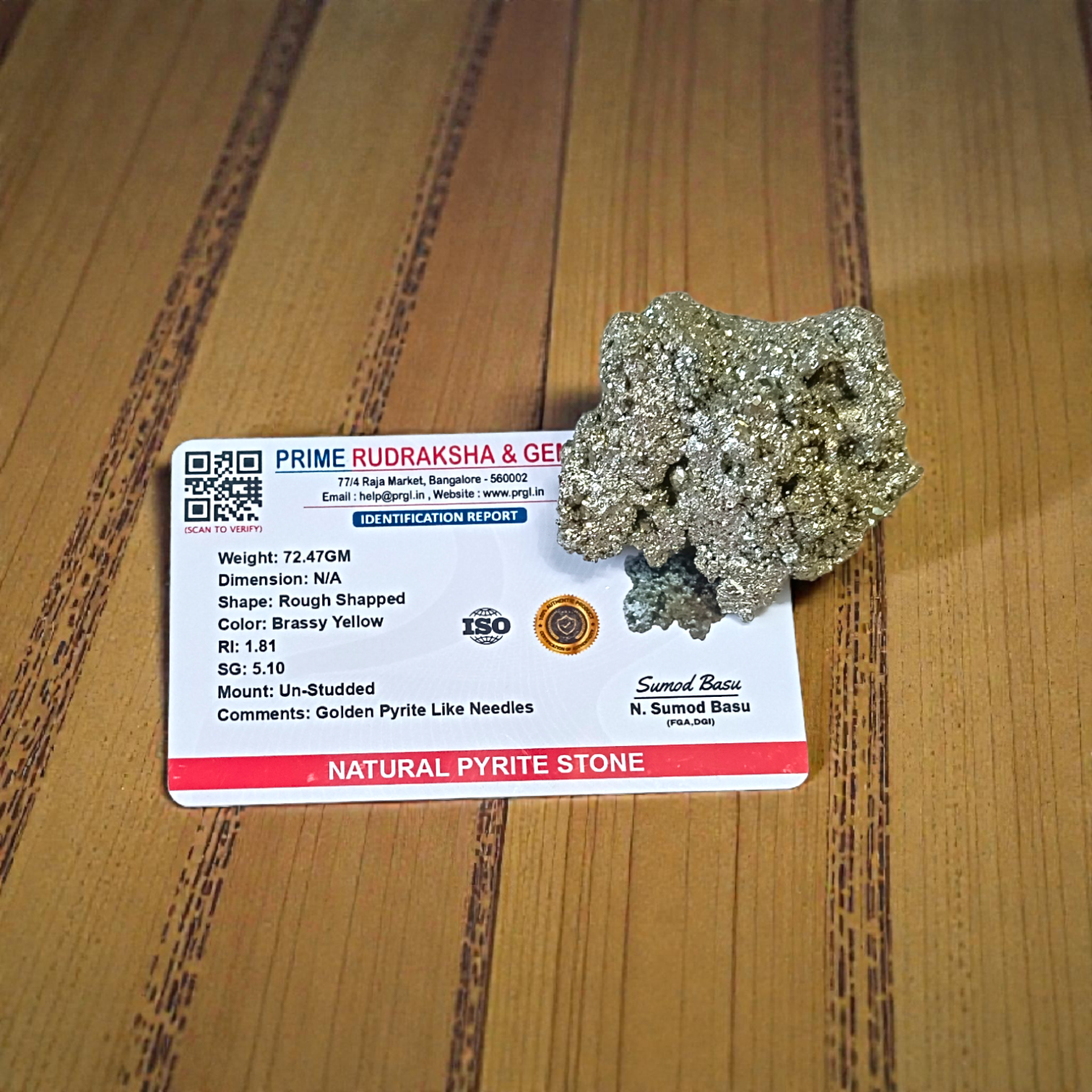 Raw Natural Pyrite Stone Certified Crystal Cluster for Wealth, Protection, and Healing