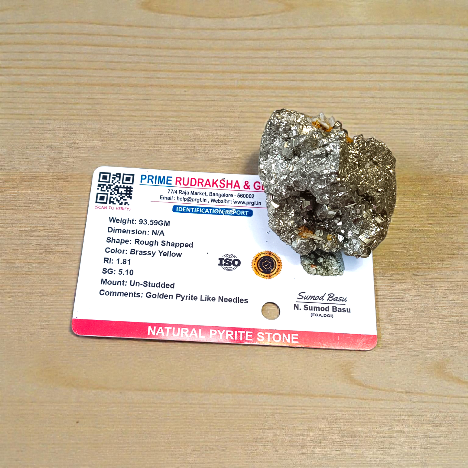 Raw Natural Pyrite Stone Certified Crystal Cluster for Wealth, Protection, and Healing