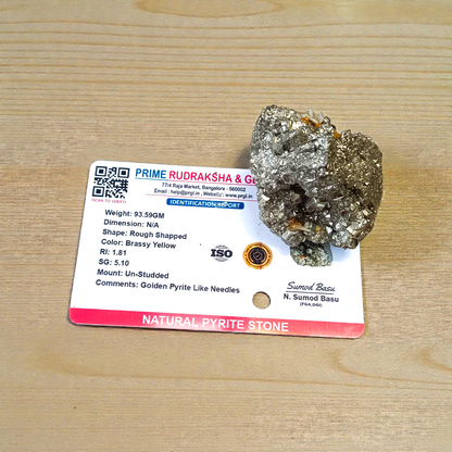 Raw Natural Pyrite Stone Certified Crystal Cluster for Wealth, Protection, and Healing