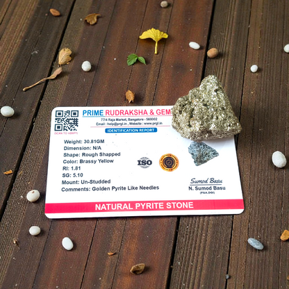 Raw Natural Pyrite Stone Certified Crystal Cluster for Wealth, Protection, and Healing
