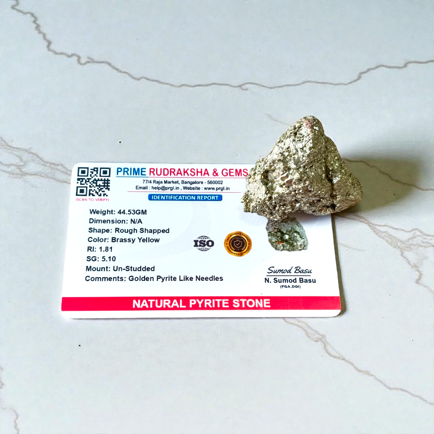 Raw Natural Pyrite Stone Certified Crystal Cluster for Wealth, Protection, and Healing
