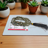 Raw Pyrite Mala 5-6MM | Natural Pyrite Beads for Abundance & Protection – Lab Certified Gurupujan