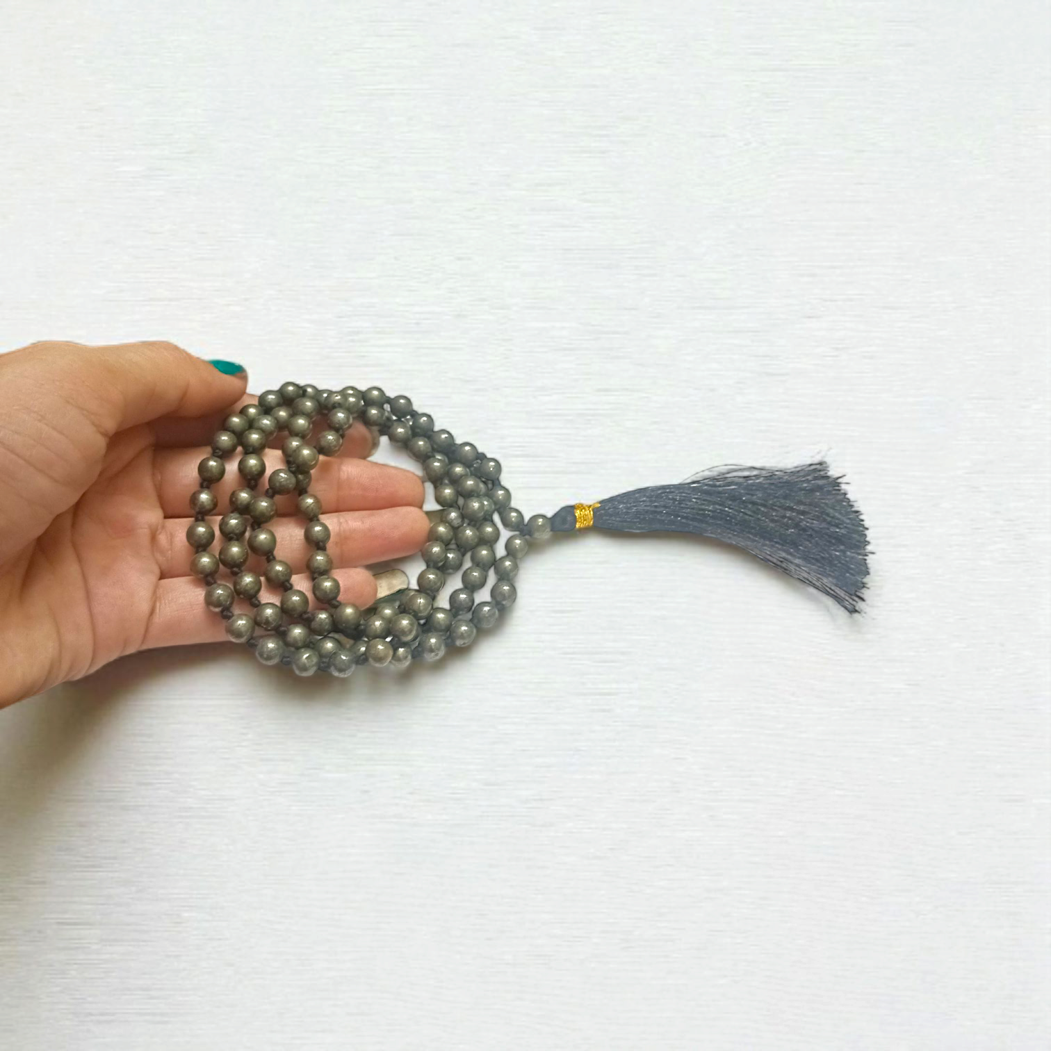 Raw Pyrite Mala 5-6MM | Natural Pyrite Beads for Abundance & Protection – Lab Certified Gurupujan