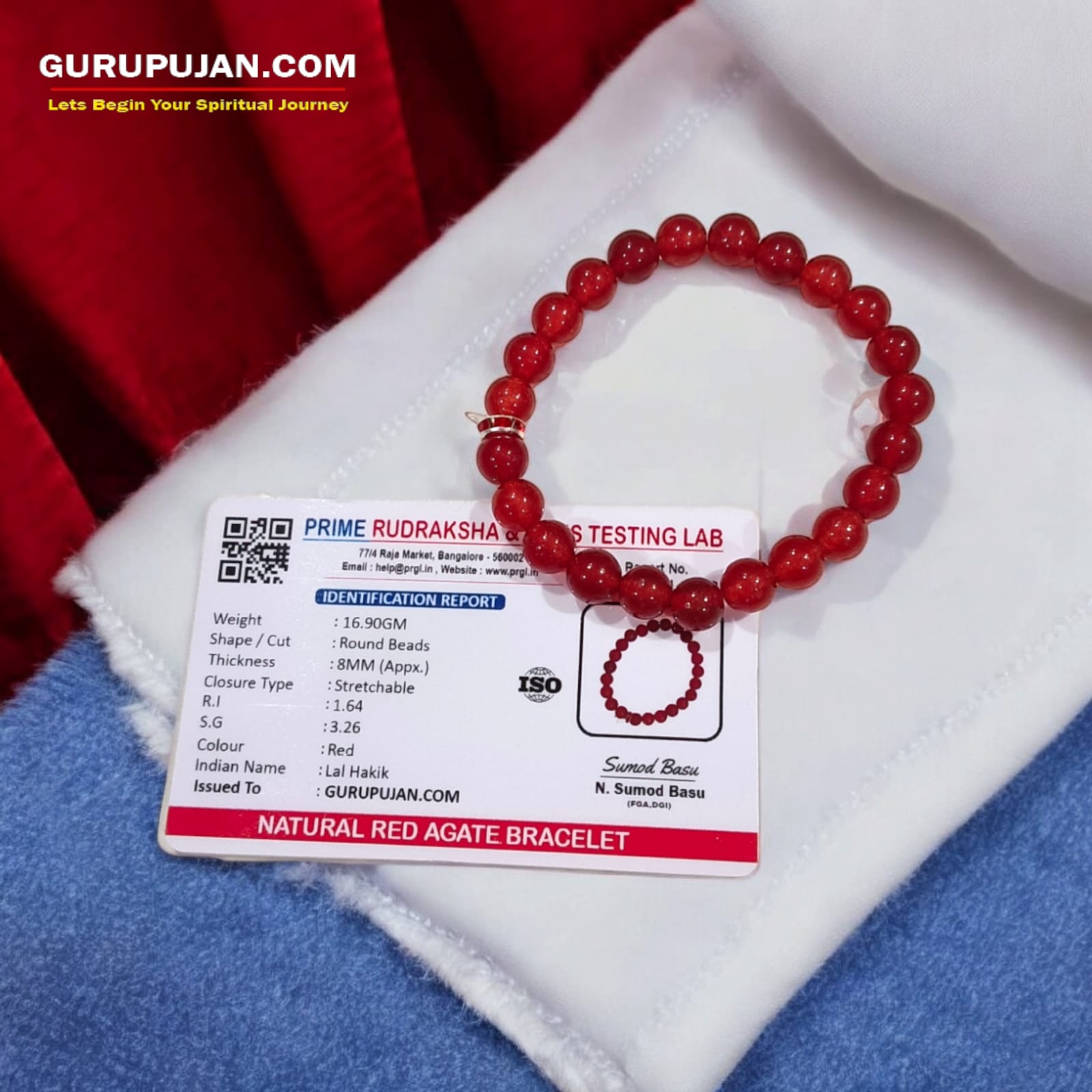 Red Agate Bracelet with 8MM natural beads, lab certified, stretchable design, promoting courage, vitality, and emotional stability.