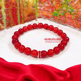 Red Agate Bracelet with 8MM natural beads, lab certified, stretchable design, promoting courage, vitality, and emotional stability.