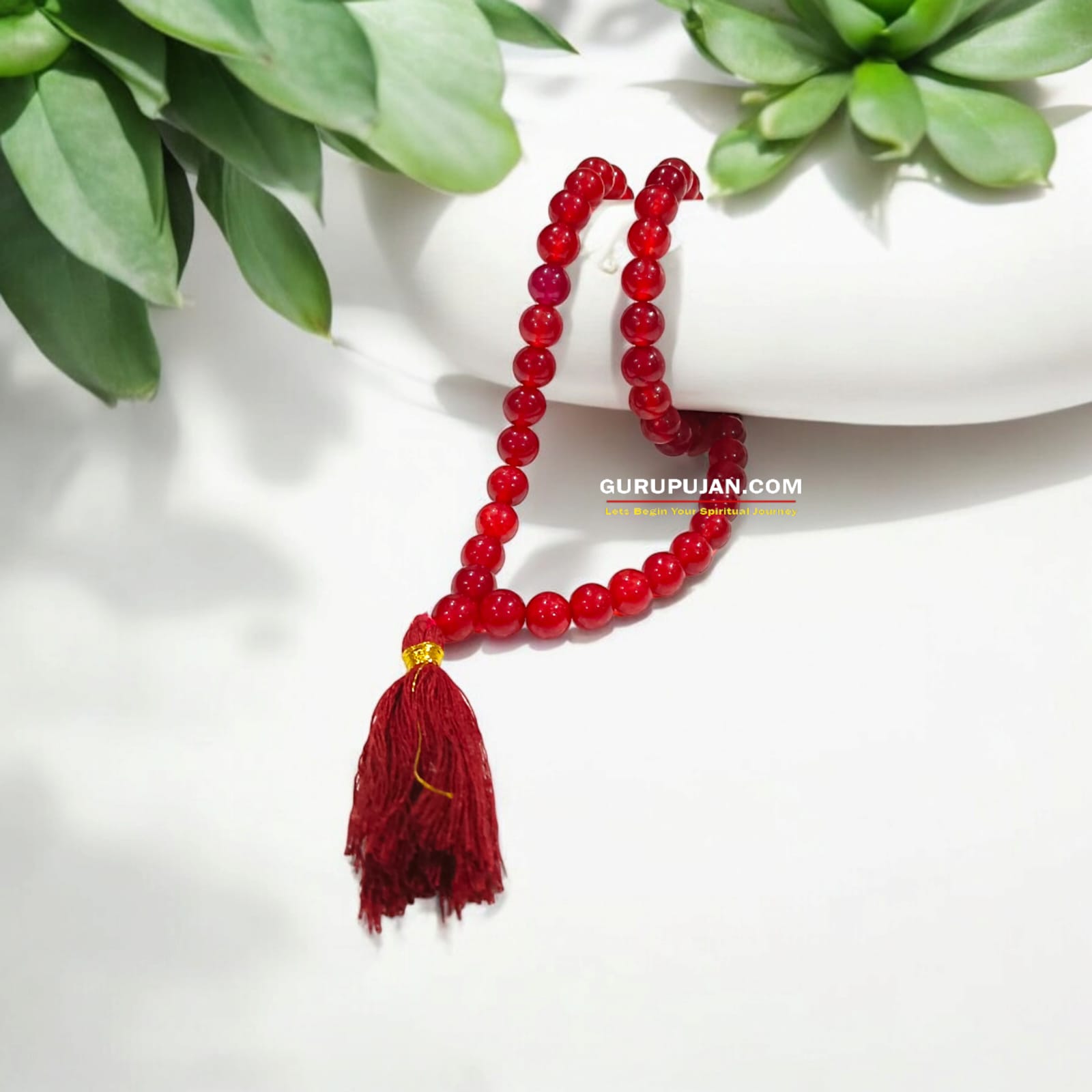 Red Agate Mala 54+1 beads, also known as Lal Hakik Mala, featuring 8MM beads, lab certified, perfect for jaap, meditation, and daily wear.