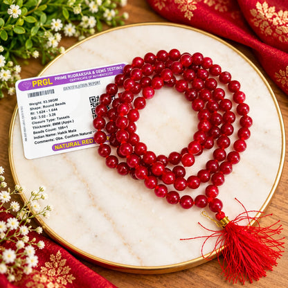Red Agate Mala and Bracelet Combo Lab Certified for Meditation Healing and Daily Wear