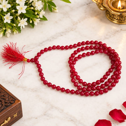 Red Agate Mala and Bracelet Combo Lab Certified for Meditation Healing and Daily Wear