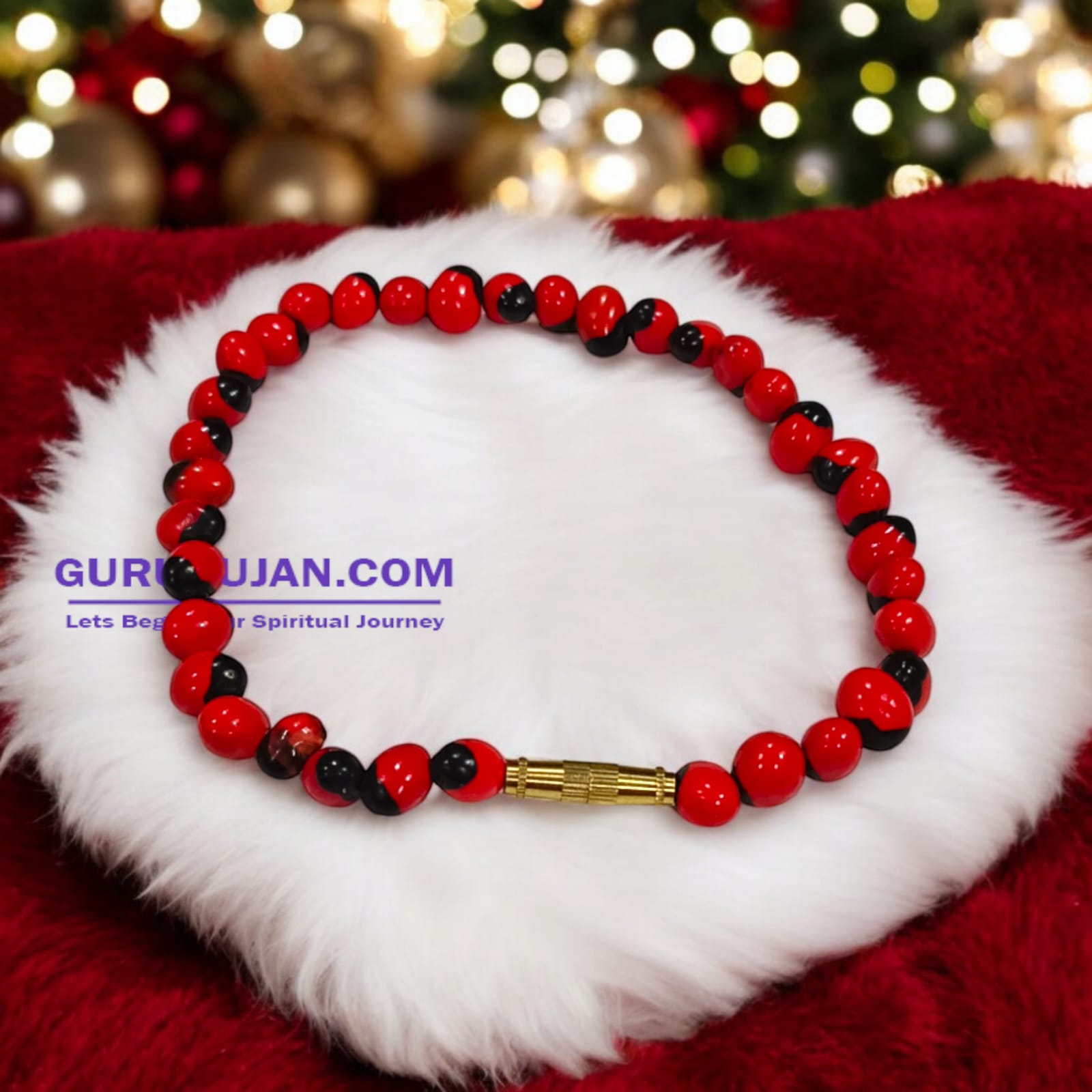 Red Gunja Bracelet made from natural red Ratti beads with a screw lock design, Lab Certified for authenticity.