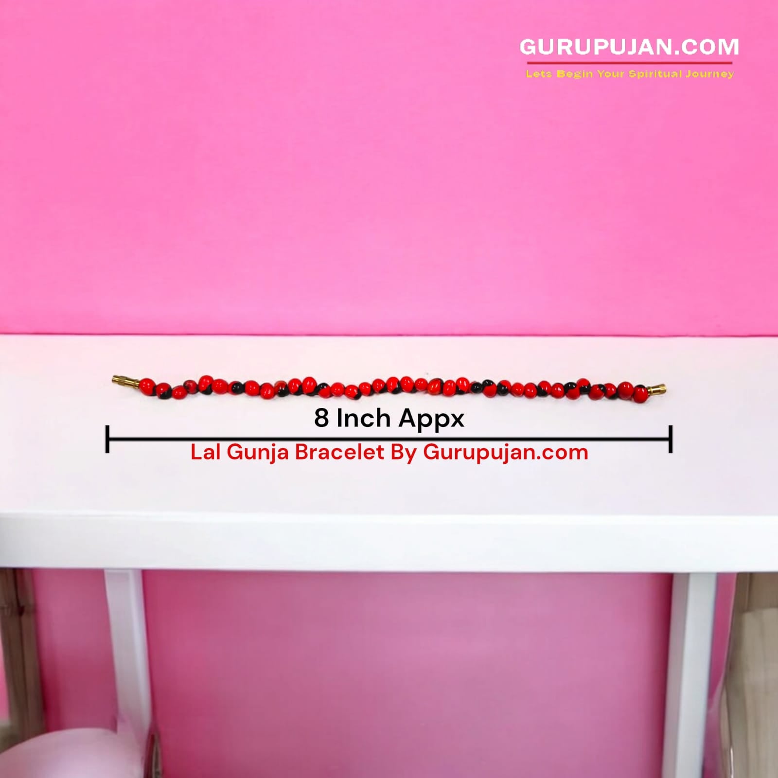 Red Gunja Bracelet made from natural red Ratti beads with a screw lock design, Lab Certified for authenticity.