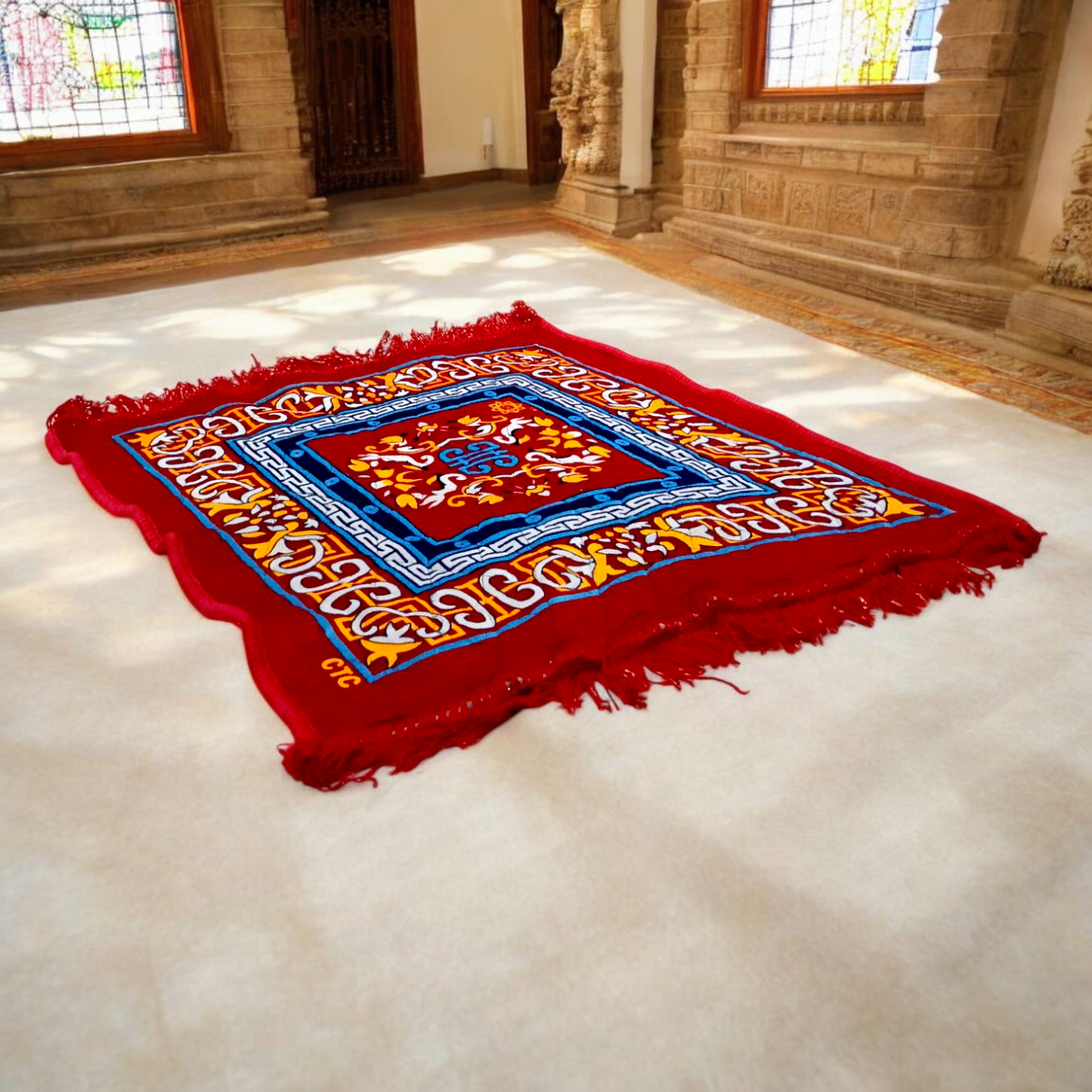 Red Pooja Aasan | 2X2 Feet | Lal Aasan For Mantra Japa | Set of 2