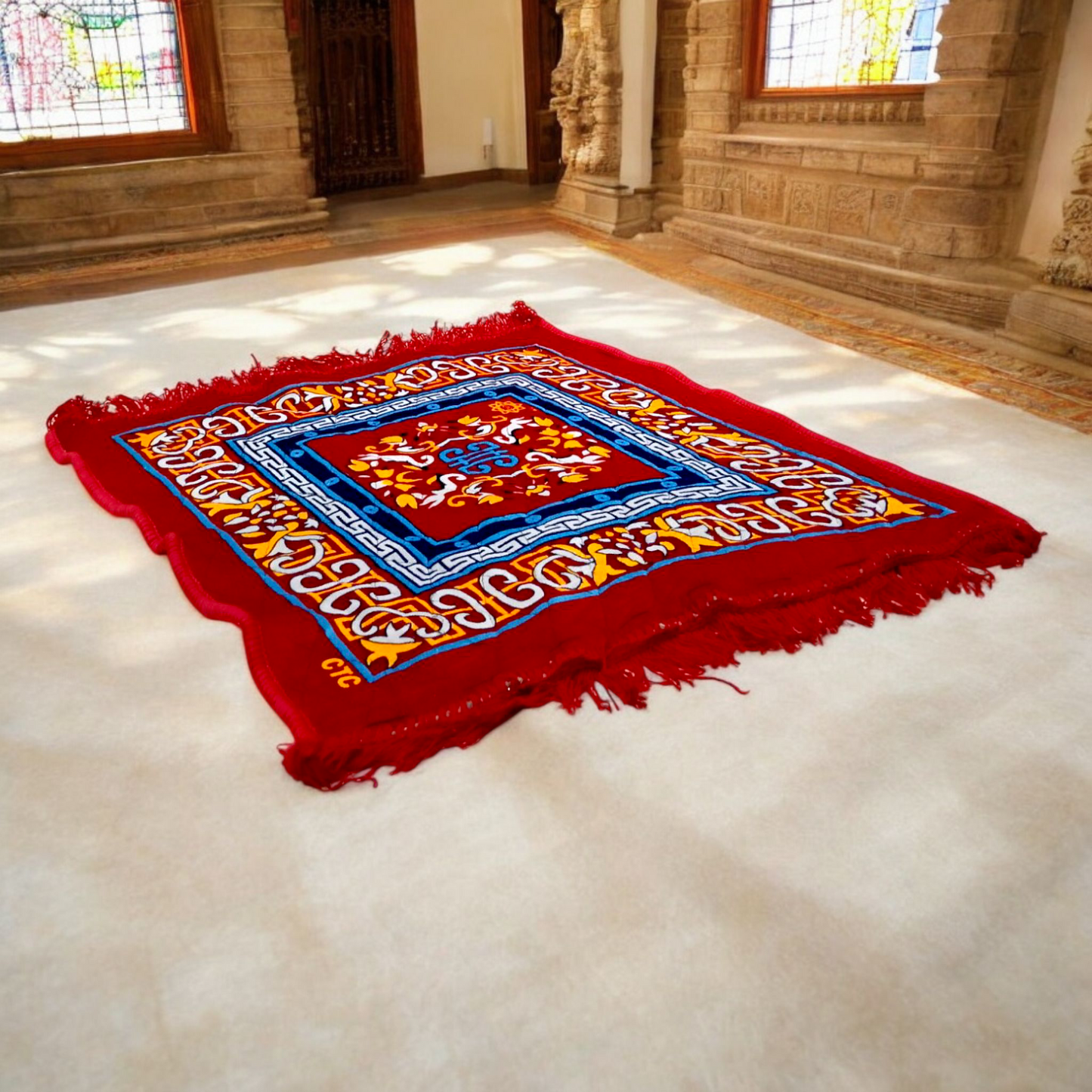 Red Pooja Aasan | 2X2 Feet | Lal Aasan For Mantra Japa | Set of 2