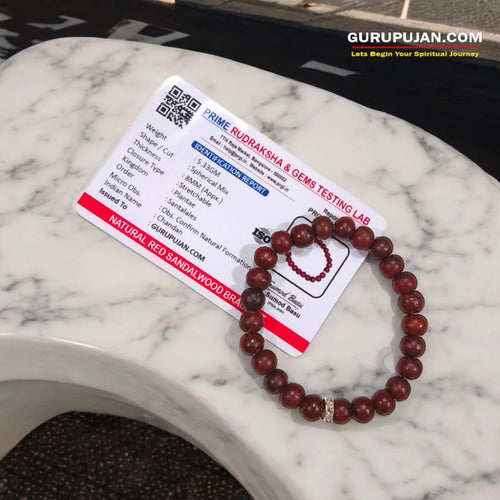 Red Sandalwood Bracelet – Lal Chandan Lab Certified Stretchable Bracelet