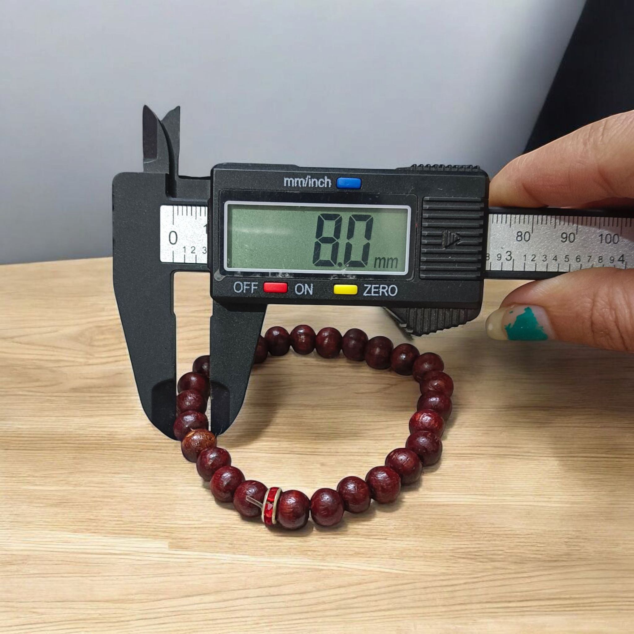 Red Sandalwood (Lal Chandan) Bracelet with 8MM lab-certified beads, stretchable design for meditation, focus, and inner peace