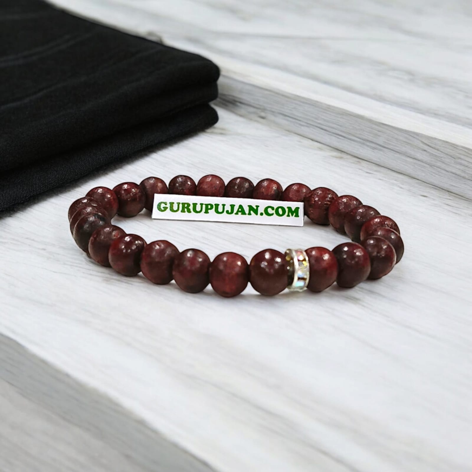 Red Sandalwood (Lal Chandan) Bracelet with 8MM lab-certified beads, stretchable design for meditation, focus, and inner peace