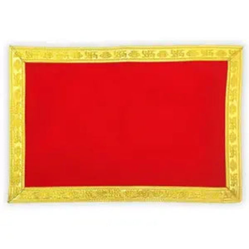 Red Velvet Aasan for Mandir, perfect for worship, Shri Aasan for placing idols and performing Puja, made of soft, luxurious velvet fabric.