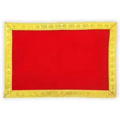 Red Velvet Aasan for Mandir, perfect for worship, Shri Aasan for placing idols and performing Puja, made of soft, luxurious velvet fabric.