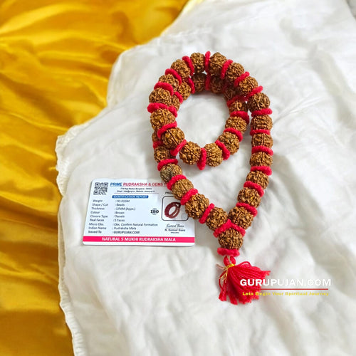 Rudraksha Kantha Mala – 5 Mukhi Rudraksha Lab Certified for Spiritual Energy