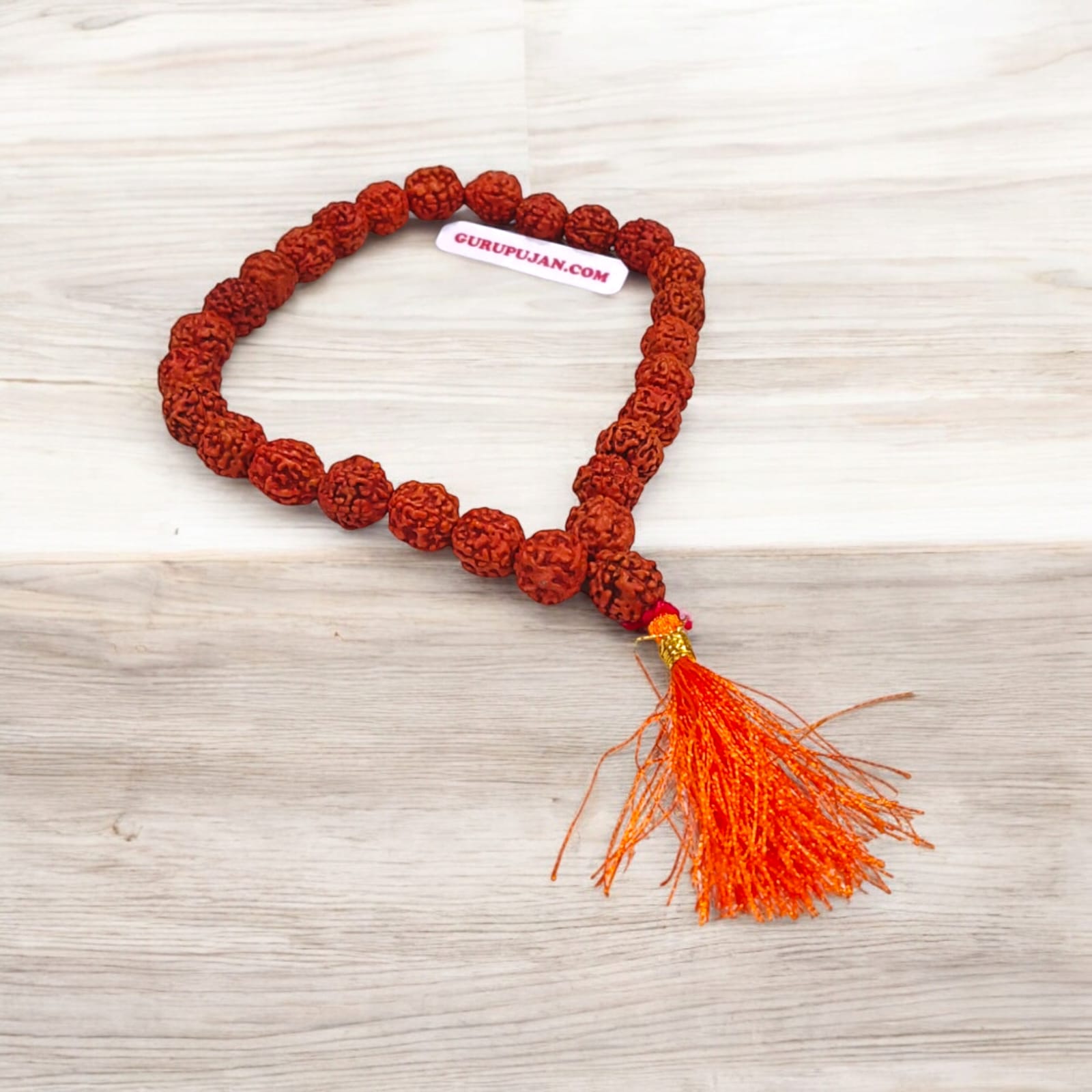 Rudraksha Mala 27+1 Beads, 11 MM natural 5 Mukhi Rudraksha Jaap Mala by Gurupujan, ideal for chanting and meditation anywhere.