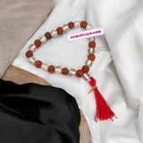Rudraksha Sphatik Mala 27+1 beads made from natural Rudraksha and crystal, designed to clear negativity and bring happiness.