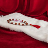 Rudraksha Sphatik Mala 27+1 beads made from natural Rudraksha and crystal, designed to clear negativity and bring happiness.