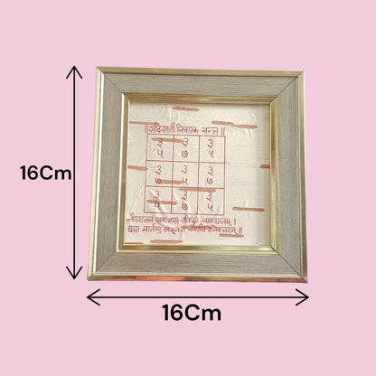 Sadesati Nivarak Yantra 16x16 CM Handmade on Bhojpatra with Wooden Frame for Shani Dosha Relief and Spiritual Protection