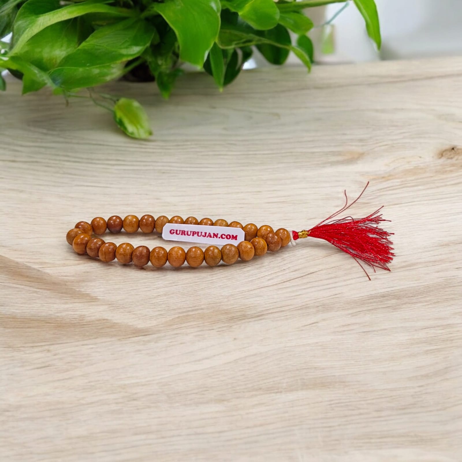 Safed Chandan Mala 27+1 beads made from pure white sandalwood, ideal for anxiety relief, respiratory health, and memory improvement.