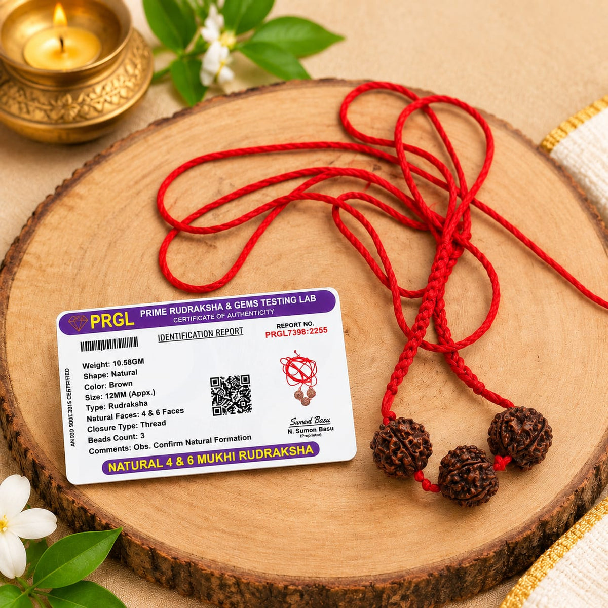 Saraswati Bandh Rudraksha Mala for Students with Original 4 and 6 Mukhi Nepal Rudraksha, Lab Certified Spiritual Beads for Study and Meditation