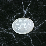 Selenite charging plate with carved Reiki healing numbers for Reiki healing, meditation, Vastu, pooja, manifestation, and crystal recharging