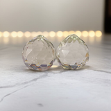 Set of 2 Crystal Balls for hanging, made of high-quality crystals, used for spiritual rituals, Vastu remedies, and home décor to enhance energy flow and attract positive vibrations.