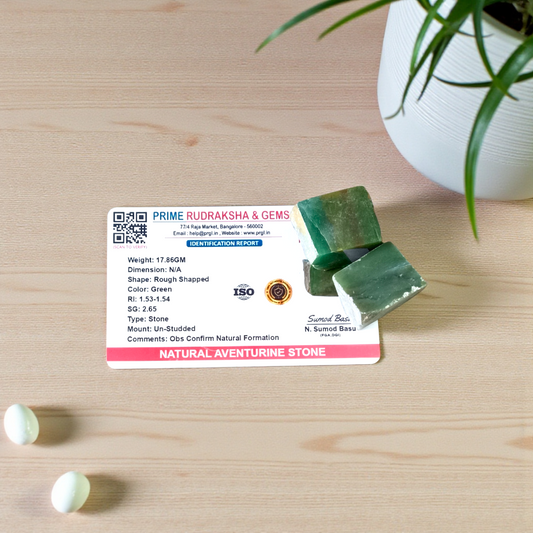 Set of 2 Natural Aventurine Stones Lab Certified Green Healing Crystals