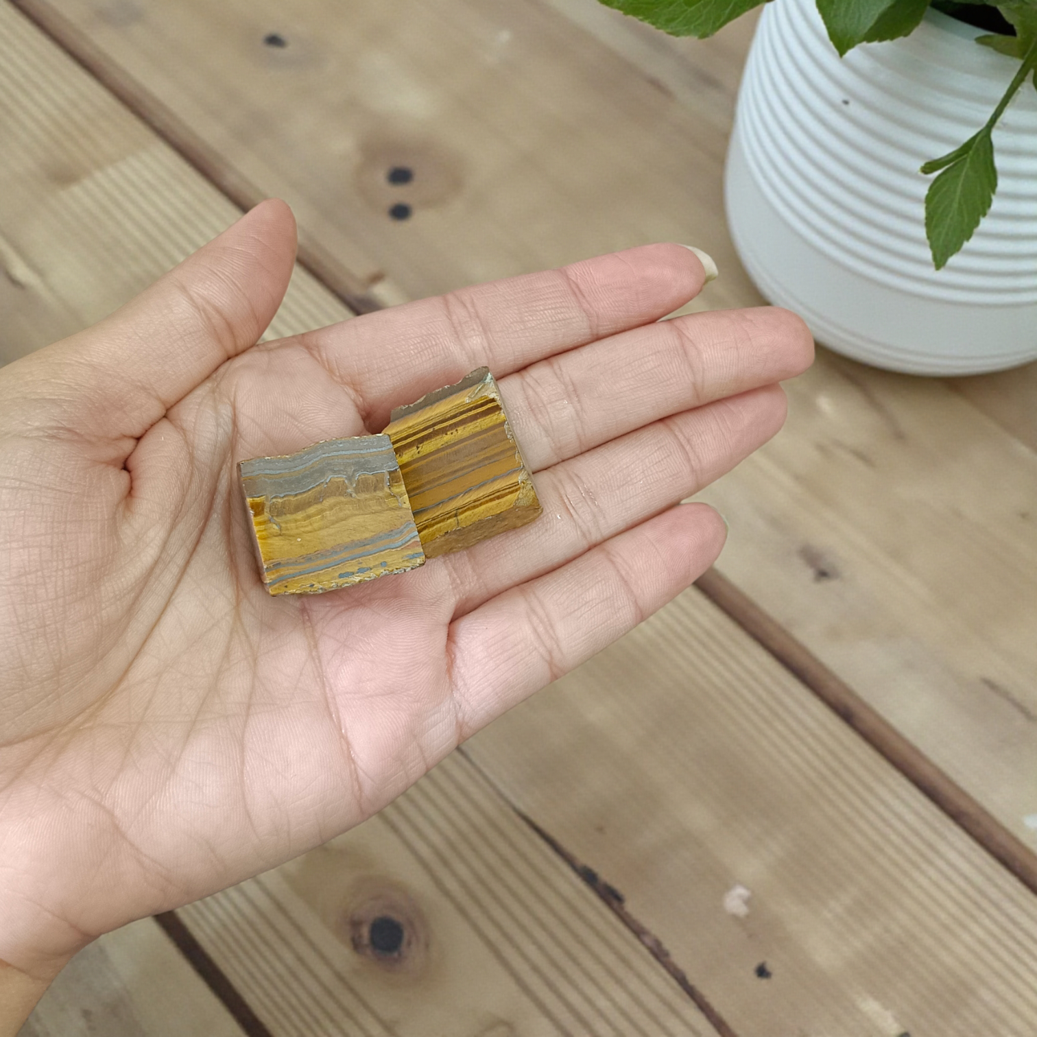Set of 2 Natural Tiger Eye Stones Lab Certified Golden Brown Crystals