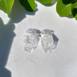 Set of 2 Sphatik Nandi idols, made from Sphatik crystal (Crystal Quartz), used for spiritual practices, Vastu remedies, and enhancing positive energy