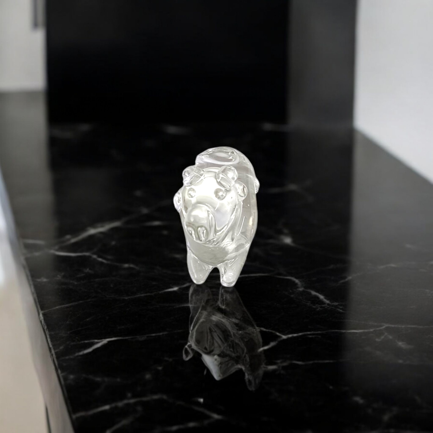 Set of 2 Sphatik Nandi idols, made from Sphatik crystal (Crystal Quartz), used for spiritual practices, Vastu remedies, and enhancing positive energy