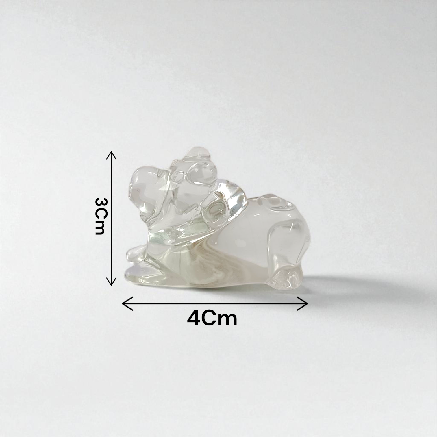 Set of 2 Sphatik Nandi idols, made from Sphatik crystal (Crystal Quartz), used for spiritual practices, Vastu remedies, and enhancing positive energy