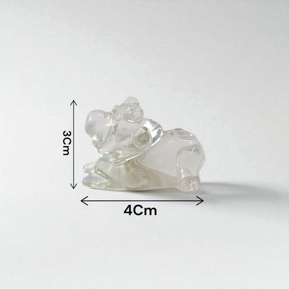 Set of 2 Sphatik Nandi idols, made from Sphatik crystal (Crystal Quartz), used for spiritual practices, Vastu remedies, and enhancing positive energy